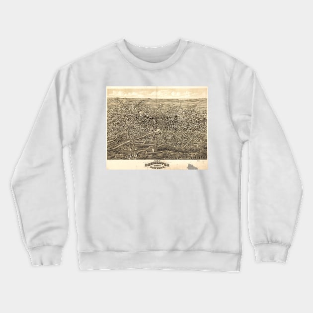 Vintage Pictorial Map of Rochester NY (1880) Crewneck Sweatshirt by Bravuramedia